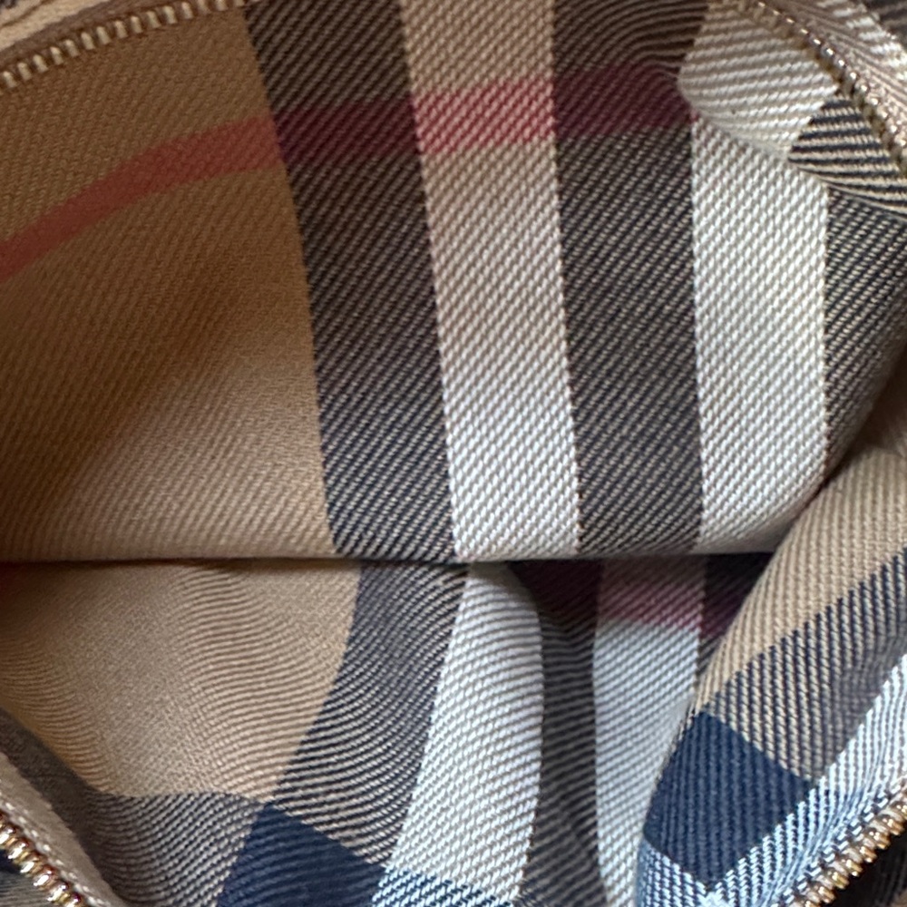 Burberry Brown Leather Shoulder Hobo with Gold Hardware EUC plaid interior - Picture 12 of 16